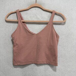 Lululemon Align Tank Top Womens 6 Pink Cropped Built In Bra V Neck Yoga Athletic